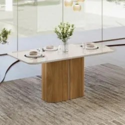 Mesa de Jantar Retangular 180cm 8 Lugares Flex Zuni Ypê/Off N02 - Mpoz