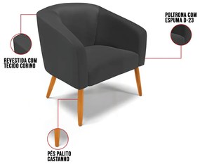Cadeira Sala de Jantar Pé Palito Castanho Stella Sintético D03 - D'Rossi - Preto
