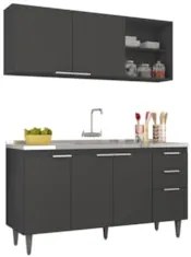 Armário de Cozinha CP01 Com Pia 150cm Pérola Z34 Preto      - Mpozenat