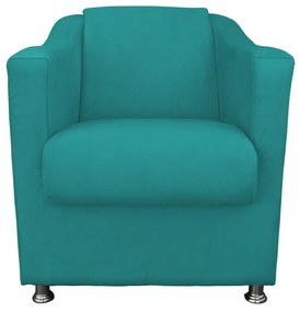 Poltrona Puff Cecilia Suede Liso Sala Recepção Azul Tifanny