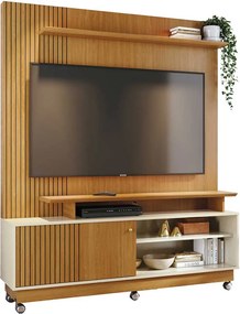 Home Theater Homero MDP Porta 2 Prateleiras até 65 Cinamomo/OffWhite G97 - Gran Belo