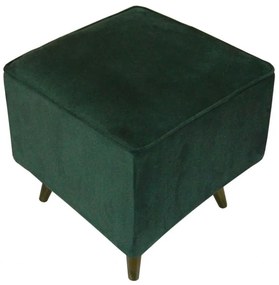 Puff Quadrado Modena Sigma em Suede com Pés Palito Inclinado - Verde