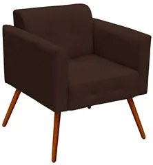 Poltrona Decorativa Pés Palito Ana Suede Marrom - Ibiza