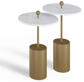 Mesa Lateral Individual Dayira Redonda Estrutura Tubular e Base Cilíndrica Metálica