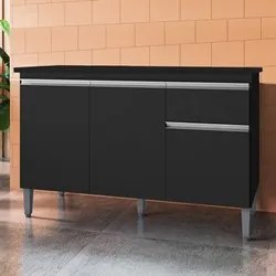 Balcão Gabinete Para Pia Com Tampo 120cm 3 Portas e 1 Gaveta Tatiane P