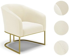 Poltrona Decorativa Industrial Dourado Stella Cotelê Int/Veludo D03 - D'Rossi - Off White