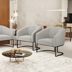 Cadeira Sala de Jantar Industrial Preto Kit 2 Stella Bouclê D03 - D'Rossi - Cinza