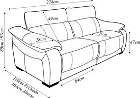 Sofá Elétrico Reclinável Sala de Estar Concepción U076 224cm Modulado Botão Touch Couro Marrom G49 - Idea Relax By Natuzzi Group