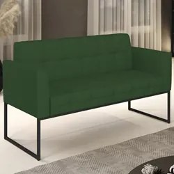 Sofá Namoradeira Base Industrial Preto Ana Veludo Luxo Verde - Ibiza