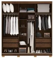 Guarda Roupa Casal 200cm 3 Portas Porto Imbuia/Fendi - Vila Rica