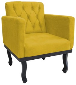 Poltrona Classic Pés Luís XV Suede Amarelo - ADJ Decor