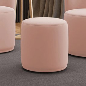 Puff Redondo Orgânico para Sala Malu Veludo M11 - D'Rossi - Rose
