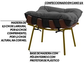 Kit 2 Puffs Decorativos Sala de Estar Abel Base de Madeira Dourada Suede Cinza G41 - Gran Belo