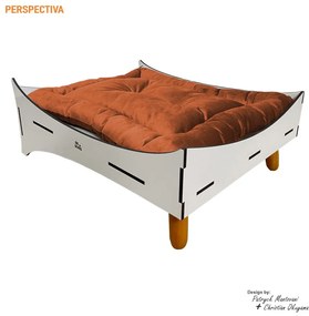 Caminha de Cachorro Dog Line B800 Pés Palito Bege/Terracota - Sheep Estofados - Bege