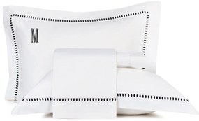 Jogo de Cama Altenburg Bordado em Cetim 300 Fios Cerclê - Branco e Preto - King  Branco e Preto - King