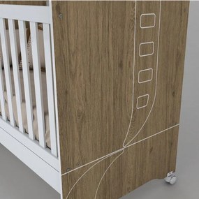 Berço 3 em 1 Mini Cama Pão de Mel em MDF - Branco/Rustico