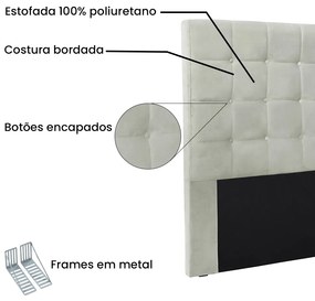 Cabeceira Cama Box Casal 140 cm Verona Veludo S04 - D'Rossi - Prata