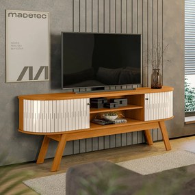 Rack TV 75 Pol 183cm Bancada para Sala Enzari Cinamomo/Off White M20 - D'Rossi
