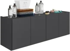 Balcão Suspenso Multiuso Lavanderia 118cm Monna Grafite Z34   - Mpozen