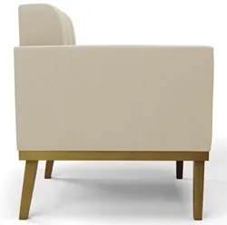 Sofá Namoradeira e 2 Poltronas Base Madeira Castanho Ana Suede Bege -