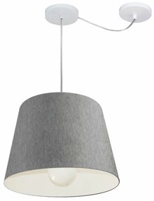 Lustre Pendente Cone Com Desvio Md-4274 Cúpula 30/30x40cm Rustico Cinza - Bivolt