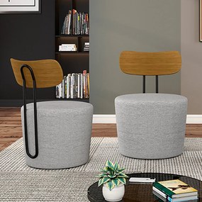 Poltrona Decorativa Addams Linho Cinza G45 - Gran Belo