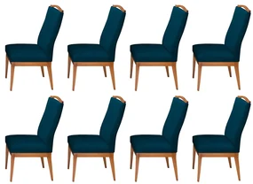 Conjunto 8 Cadeiras Decorativa Lara Veludo Azul Marinho