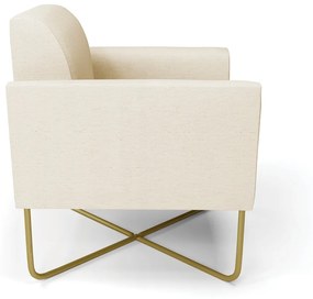 Kit 2 Poltronas Base X Industrial Dourado Marisa Linho  D03 - D'Rossi - A19 Bege