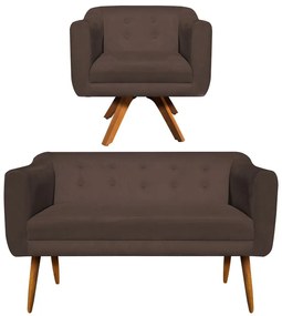 KIT 01 NAMORADEIRA E 01 POLTRONA GIRATOR - Marrom