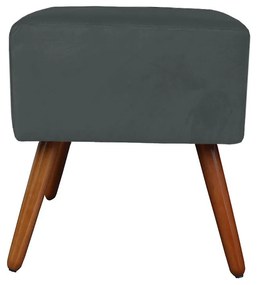 Puff Decorativo Quadrado Malu com Pés Palito Suede Cinza Grafite