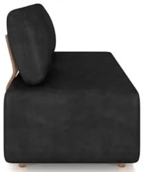 Sofá 2 Lugares 148cm Sala de Estar Rovier Sintético Preto Z32 - Mpozen