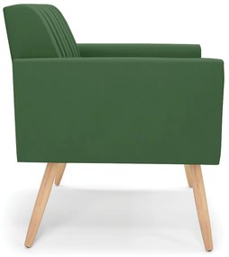Poltrona Viena Gomada Suede Verde Pés Palito Natural - D'Rossi