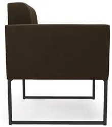 Sofá Namoradeira e 2 Poltronas Base Industrial Preto Ana Suede Marrom