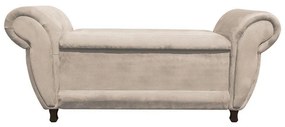 Recamier com Baú Itália Namoradeira Calçadeira Suede Bege - D'Rossi