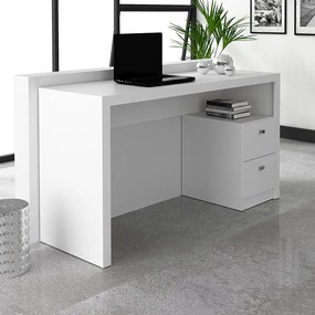 Mesa com 2 Gavetas para Escritório Home Office ME4130 MDP Branco G69 - Gran Belo