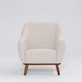 Poltrona Decorativa Pauline D07 Base Madeira Linho Pérola - D'Rossi