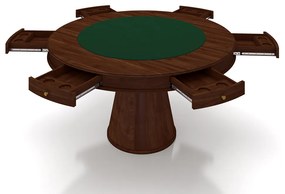Conjunto Mesa de Jogos Carteado Bellagio Tampo Reversível Verde e 6 Cadeiras Madeira Poker Base Cone Linho Cinza/Imbuia G42 - Gran Belo