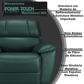 Poltrona do Papai Reclinável Elétrica Armênia Power Touch Couro Verde G40 - Gran Belo
