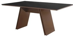 Mesa de Jantar Oliver Amêndoa Com Vidro Preto 170cm - 77315 Sun House