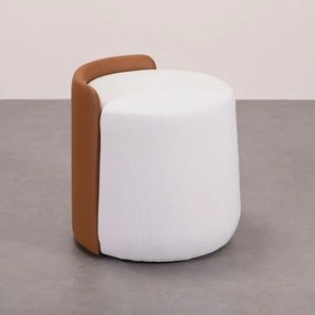 Puff Alamo Estofado Trama White Courino Caramelo 53cm - 78189 Sun House