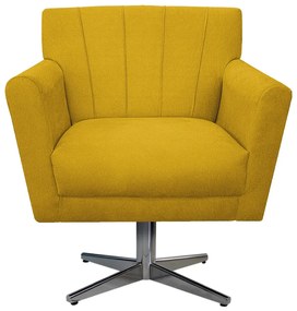 Poltrona Laura Base Giratória de Metal Suede Amarelo - ADJ Decor