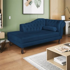 Recamier Diana 160cm Lado Esquerdo Suede Azul Marinho - ADJ Decor