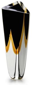 Vaso Triangular nº 2 Bicolor Preto com Âmbar Murano Cristais Cadoro