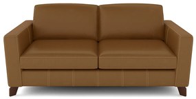 Sofá Sala de Estar Living 3 Lugares 220cm Presley Pés Madeira Couro Caramelo G52 - Gran Belo