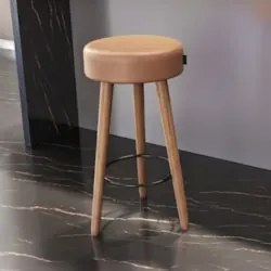 Banqueta Alta Estofada Pés Palito Hong Sintético Amarula S08 - Mpozena