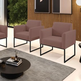 Kit 2 Poltronas Base Industrial Preto Marisa Veludo - Rose
