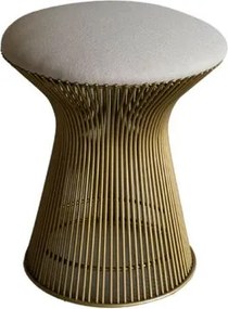 Puff Banco Platner Easy Bege e Dourado