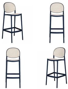 Kit 04 Banquetas Positano Alta Polipropileno Azul  - 73054 Sun House