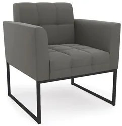 Poltrona Decorativa Base Industrial Preto Ana Suede Grafite - Ibiza