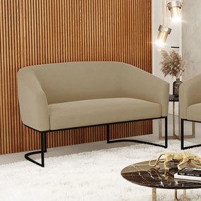 Sofá 2 Lugares Namoradeira Industrial Preto Stella Suede Marrom Rato D03 - D'Rossi